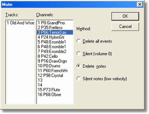 GNMIDI mute voices dialog