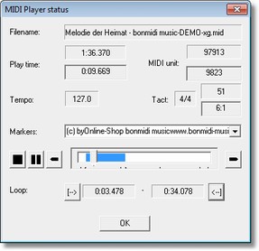 GNMIDI player status information